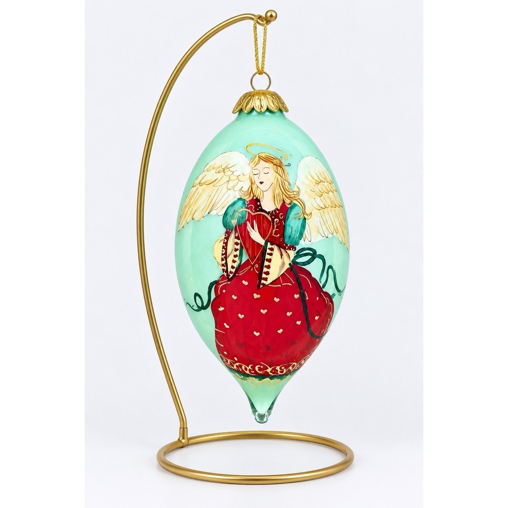 2018 Pier 1 Li Bien Angel Harp Glass Christmas Ornament Hand Painted Boxed